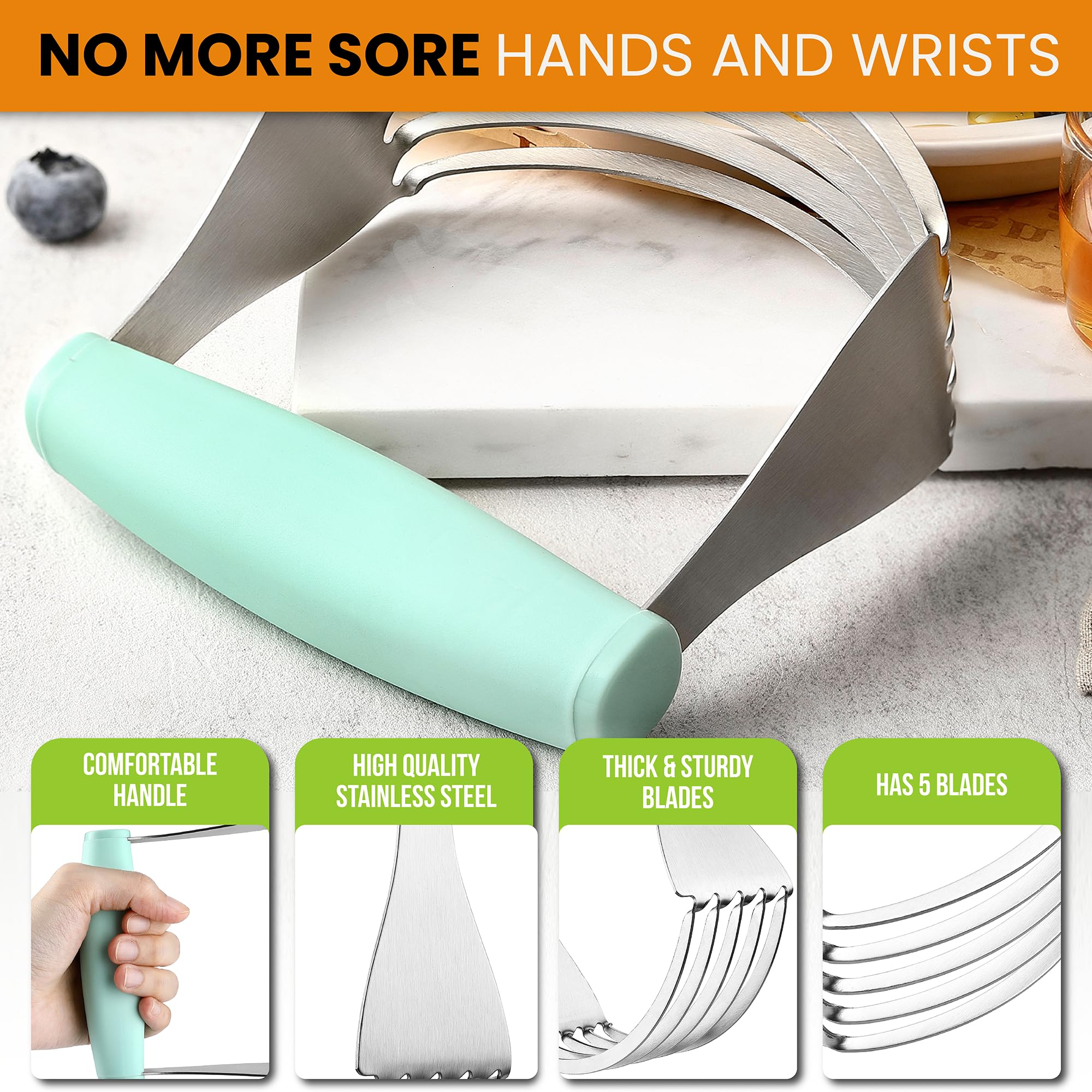 Spring Chef XL heavy duty design handles cold butter with ease