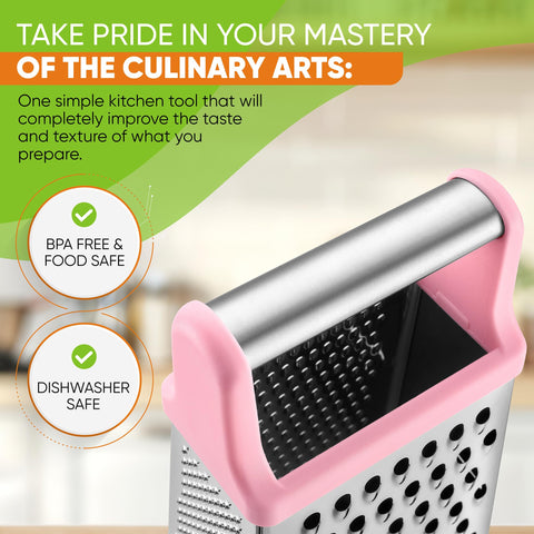 Spring Chef XL wide grater design speeds up shredding blocks of cheese.