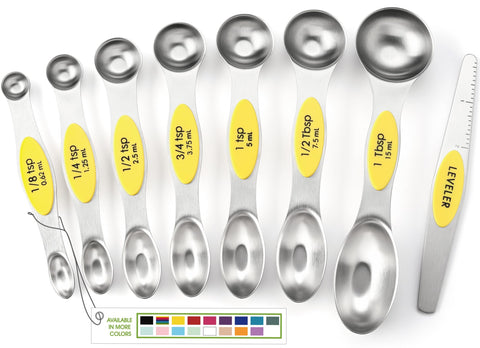 Spring Chef yellow magnetic measuring spoons set for precise dry ingredients.