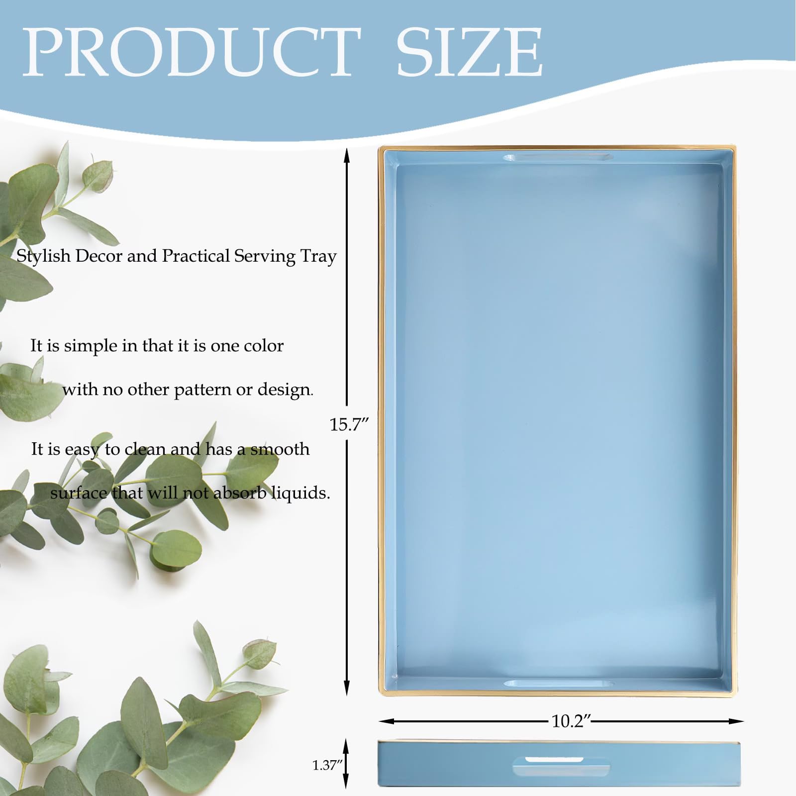 Spsyrine blue serving tray on the ottoman setup for serving.