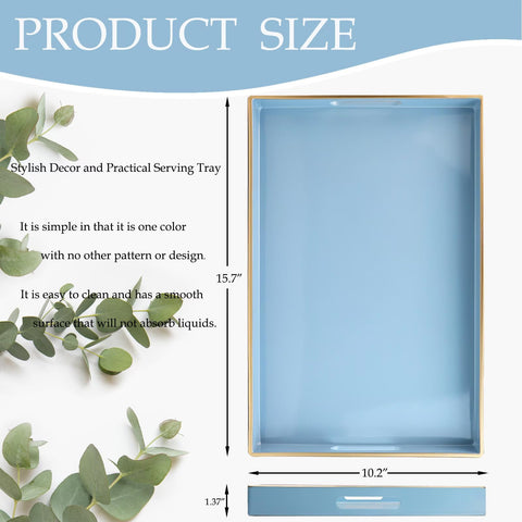 Spsyrine blue serving tray on the ottoman setup for serving.