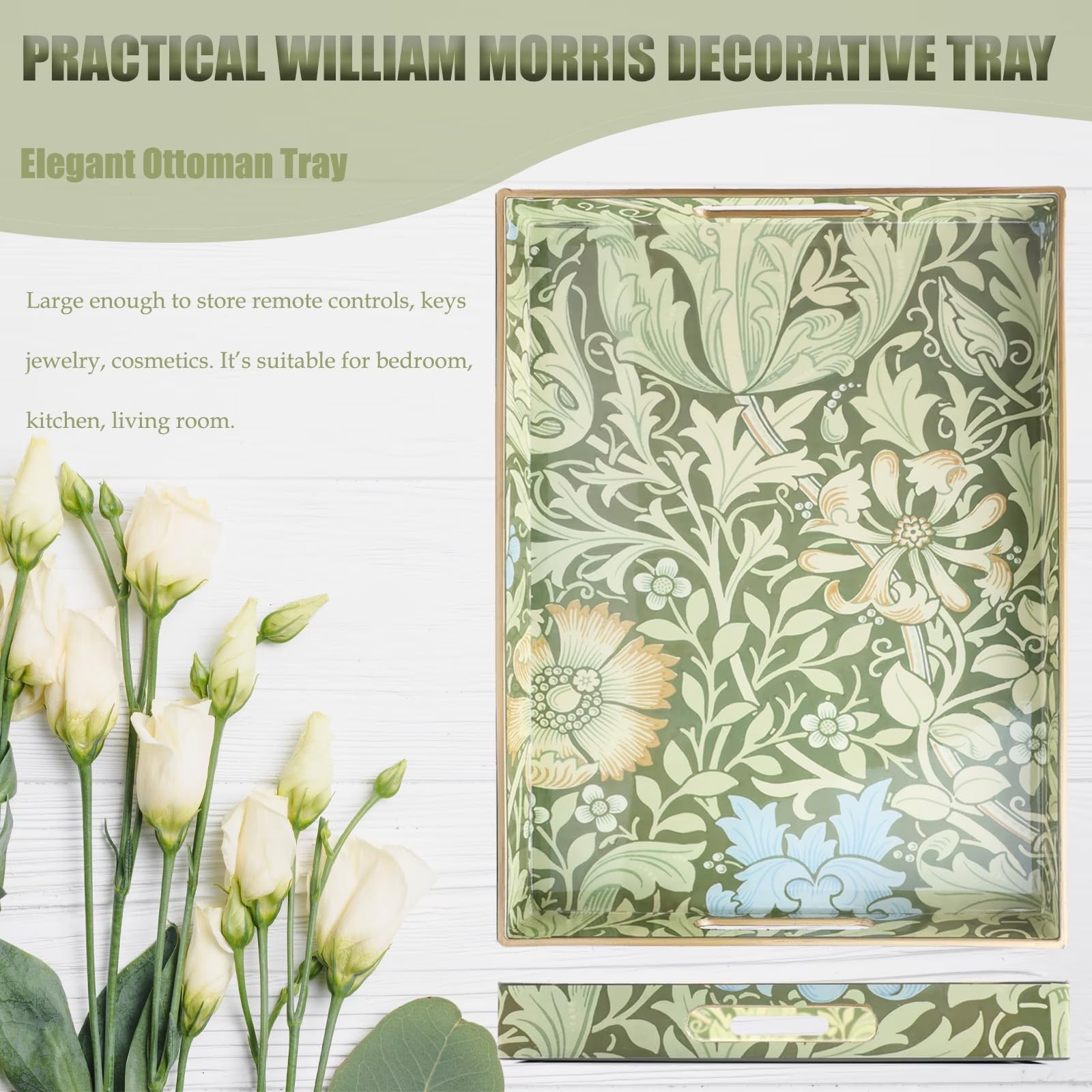 Spsyrine organization tray suitable for cosmetics and small items on a dresser.