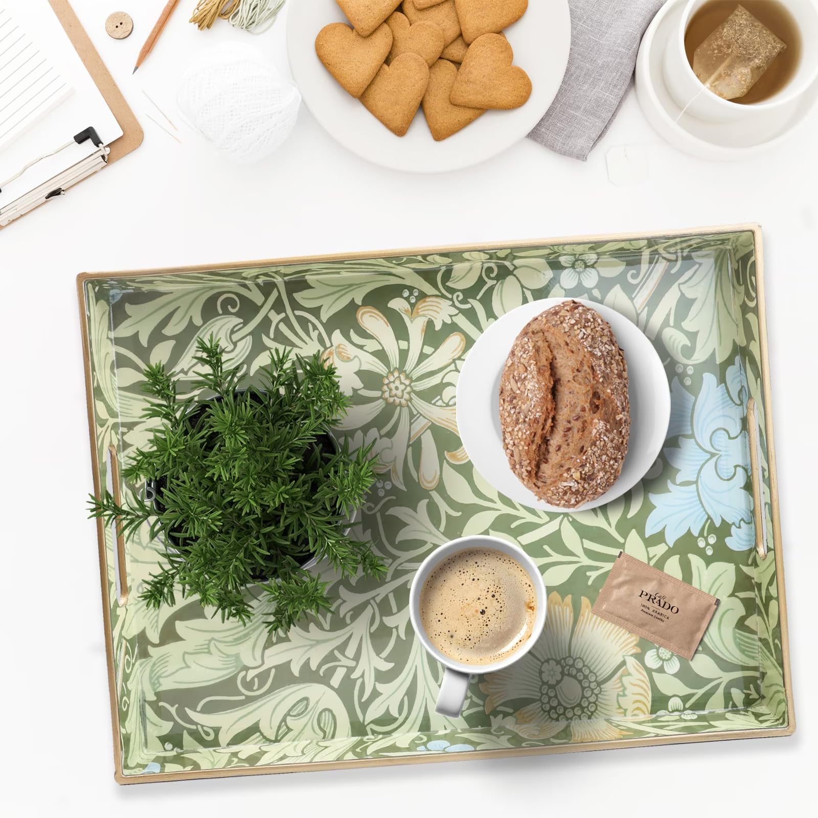 Spsyrine plastic decorative tray in a living room, sturdy and spill-resistant for daily use.