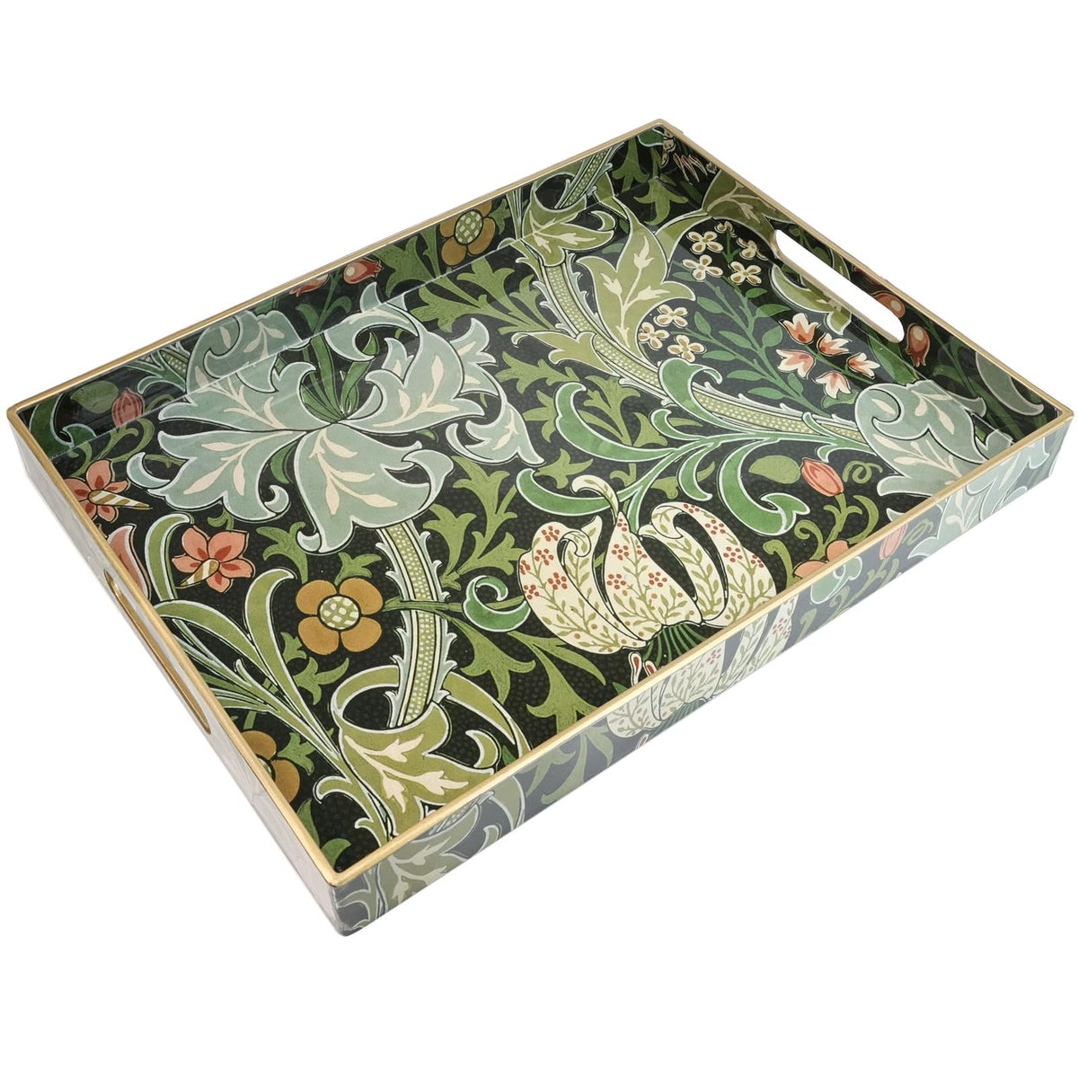 Spsyrine serving tray with handles in Golden Lily, front view showcasing stylish design