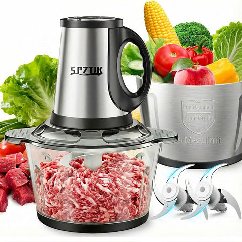 SPZTJK 3-Speed Processor top view showing compact design with dual bowls for versatile prep.