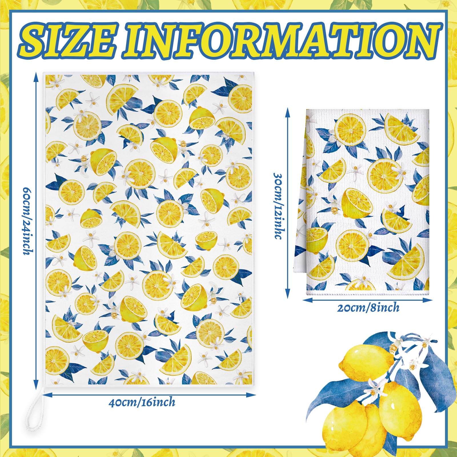 Sratte blue-yellow lemon dish towel, decorative and practical for holidays