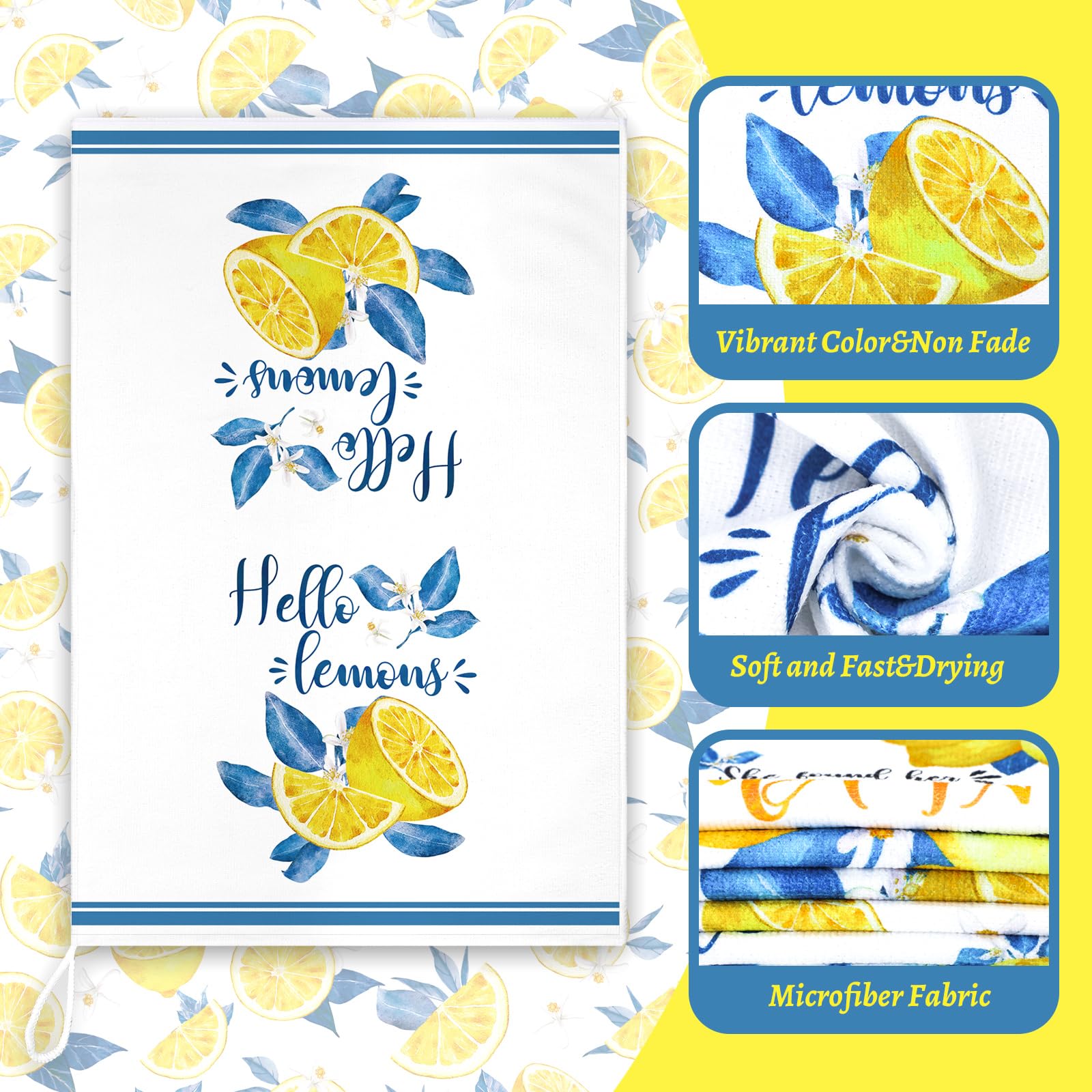 Sratte Capri tiles lemon towel, versatile for kitchen and bath decor