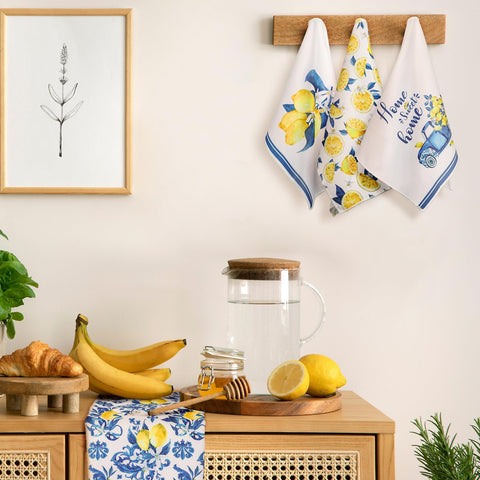 Sratte farmhouse lemon pattern towel, durable microfiber for everyday dish drying