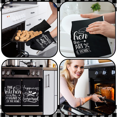 Sratte second oven mitt, black-white, durable heat protection while cooking.