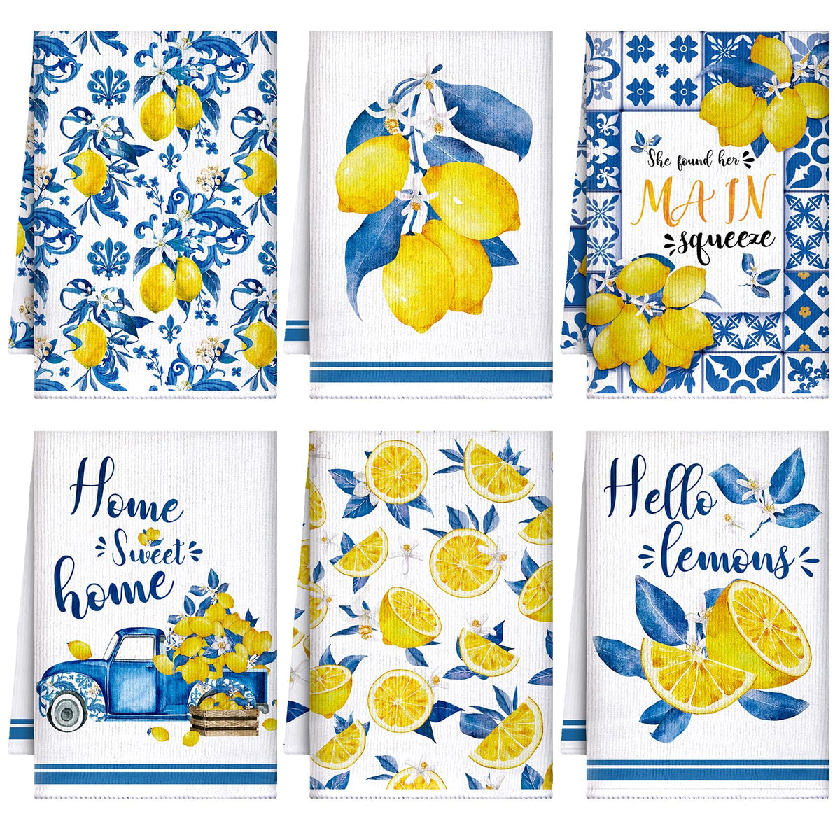 Sratte lemon tile towel pattern, highly absorbent microfiber for quick kitchen cleanup