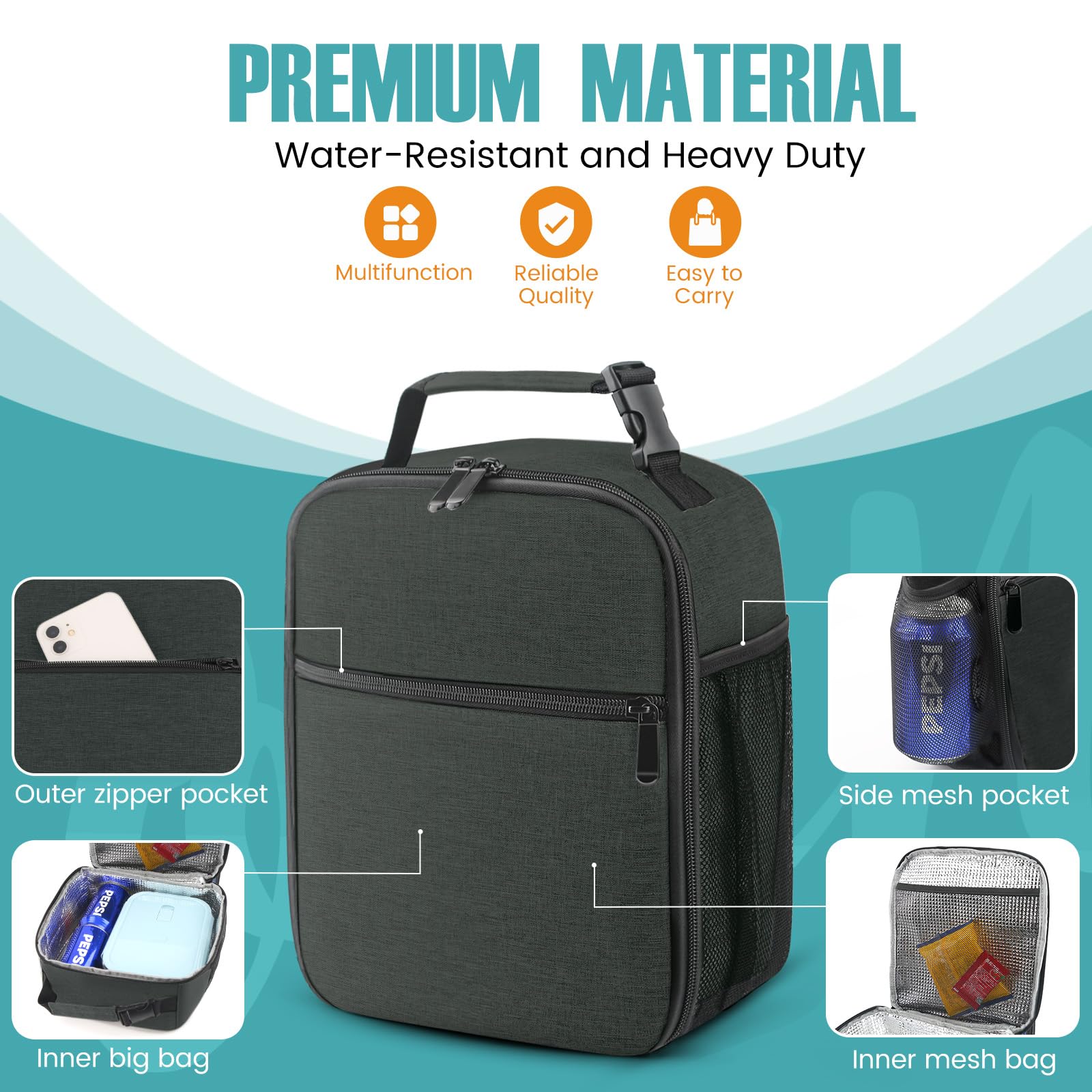 SRISE lunch bag is easy to wipe clean after spills