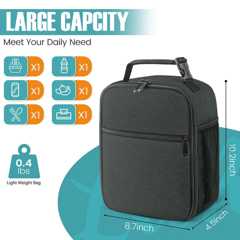 SRISE lunch bag shows waterproof Oxford exterior protecting contents