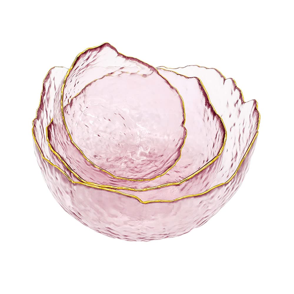 S.ROKE TTAN pink crystal bowl trio creates an elegant table display.