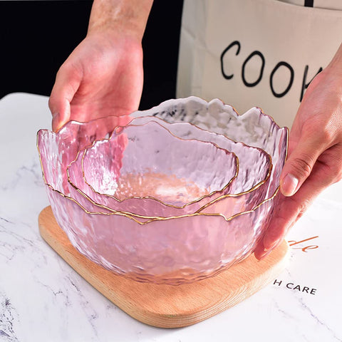 S.ROKE TTAN pink crystal bowl for kitchen prep, great for popcorn.