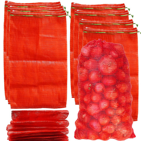 SRXES 24-pack mesh bag with drawstring for breathable onion storage.