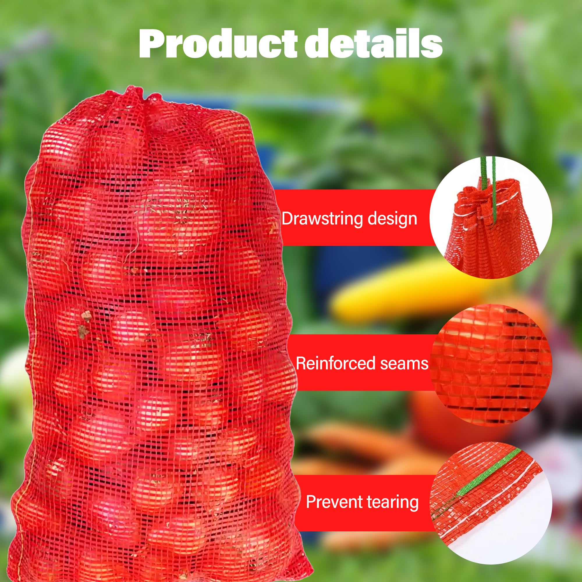 SRXES 20x14 mesh bag for potatoes and produce storage.