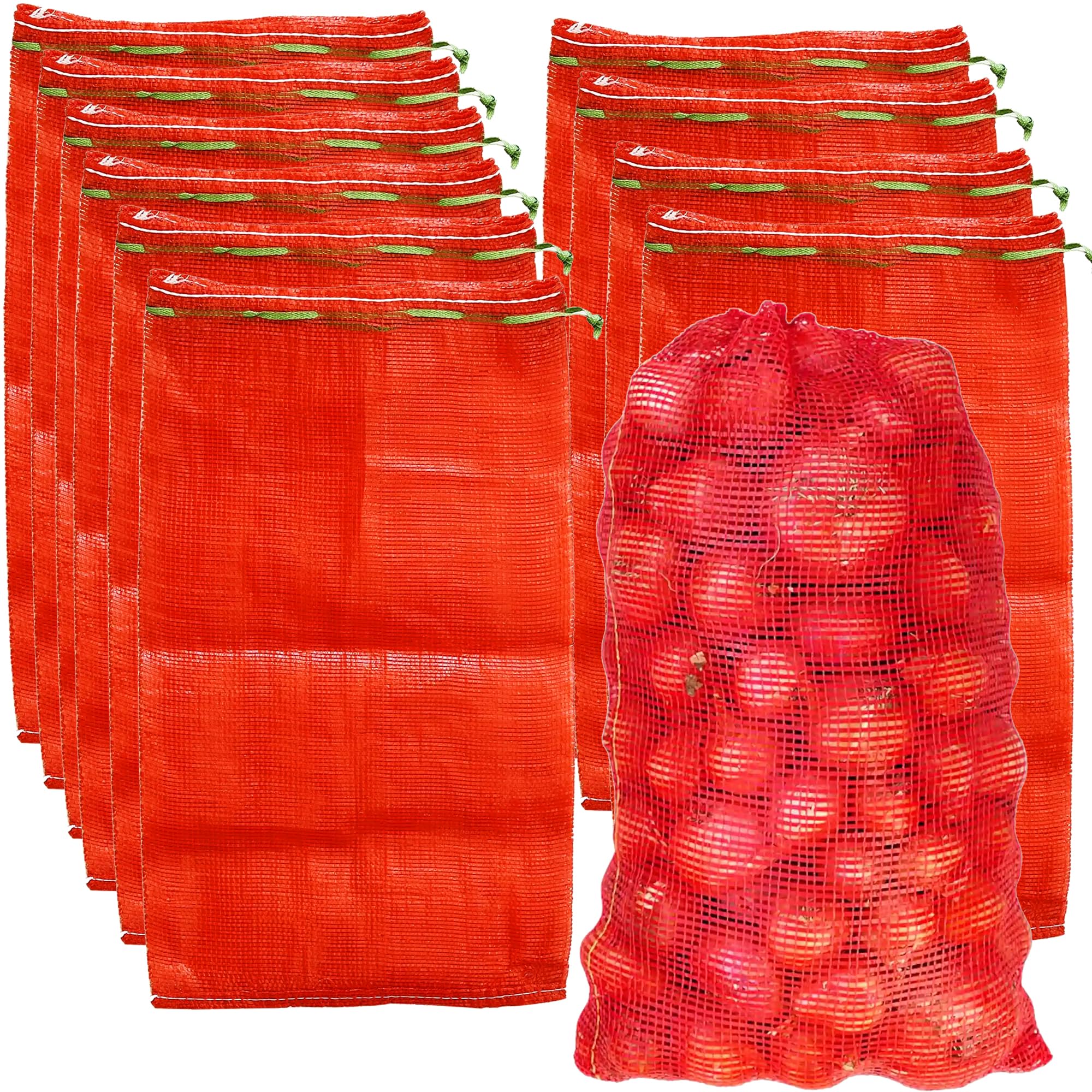 SRXES mesh bag for onions with drawstring provides breathable storage.