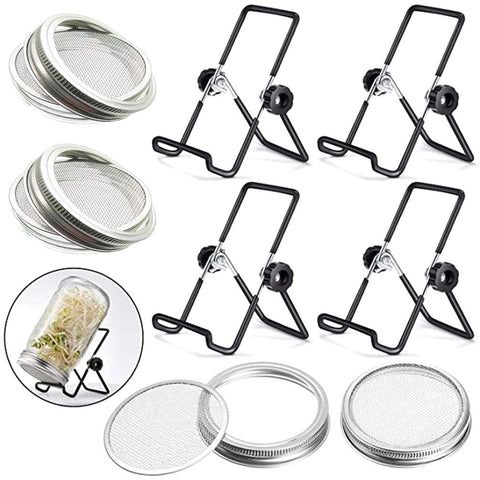 SRXES sprouting lid for wide-mouth jars improves drainage for sprouts.