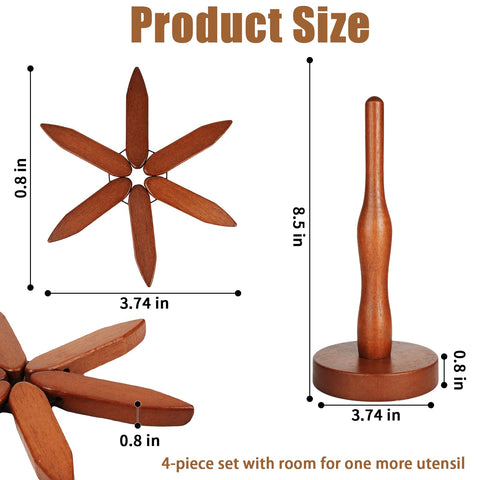 SSFUN 4-piece walnut trivet set for versatile heat protection of pots, pans, and bowls