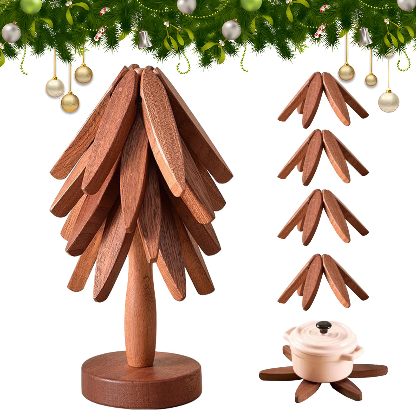 SSFUN tree-shaped trivet with foldable design protects countertops while serving hot dishes