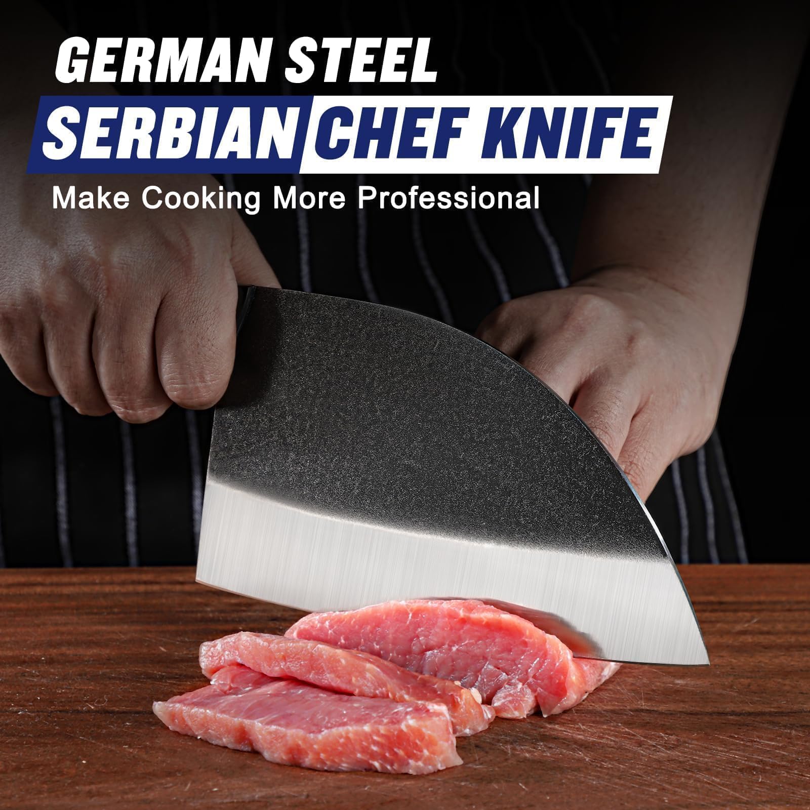 SSGP forging Serbian chef knife matte blade design enhances kitchen aesthetics.
