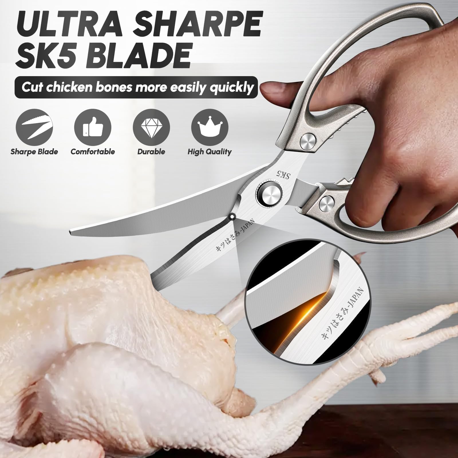 SSGP kitchen shears dishwasher-safe: easy cleanup after deboning and trimming.