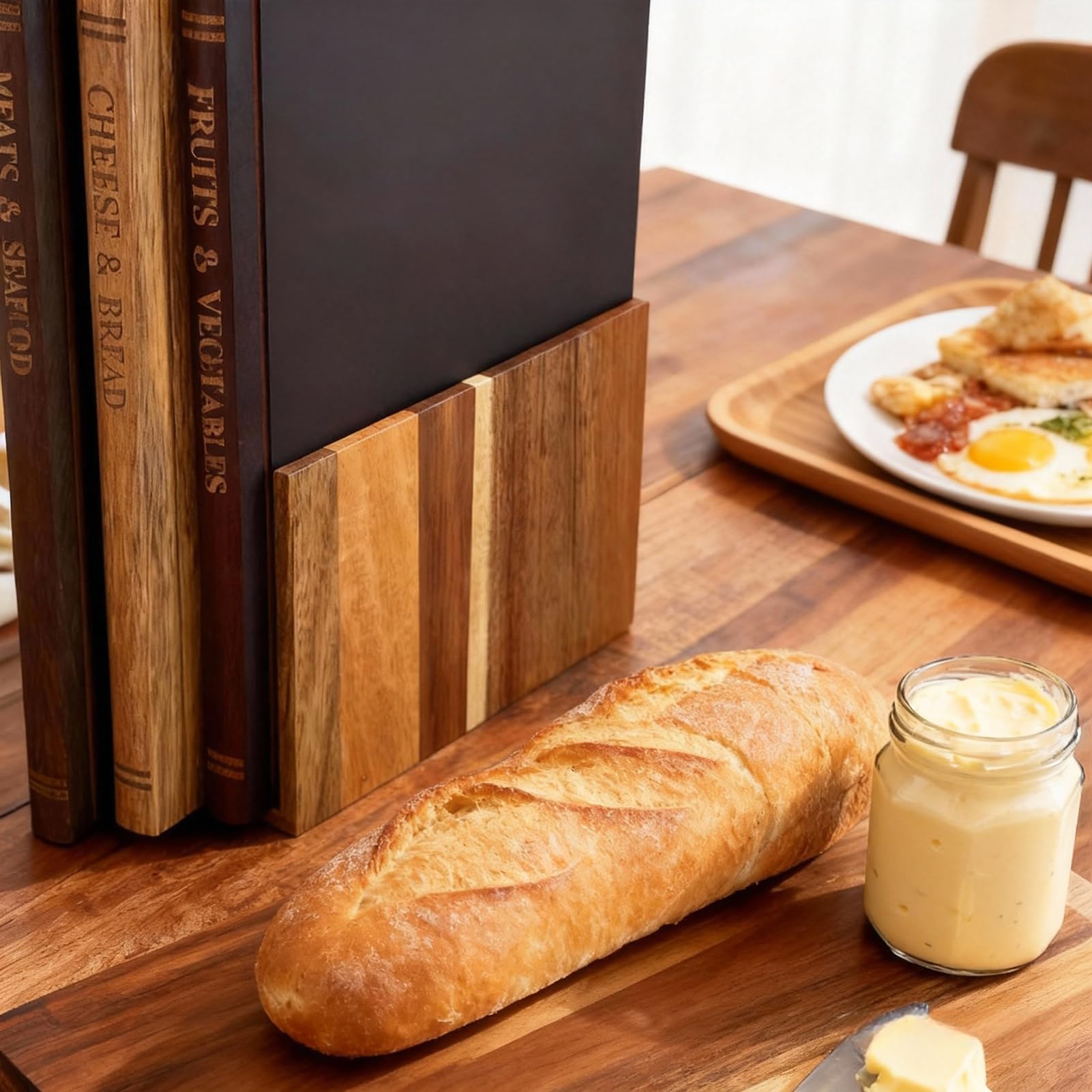 SSHIYEEY wooden stand keeps boards organized and accessible.