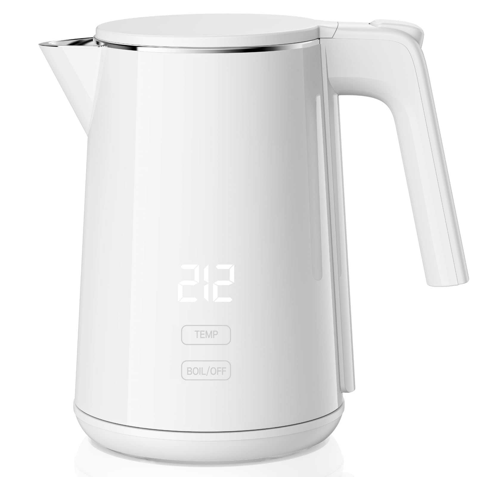SSYFEI electric kettle front view with cool-touch exterior for safe handling.