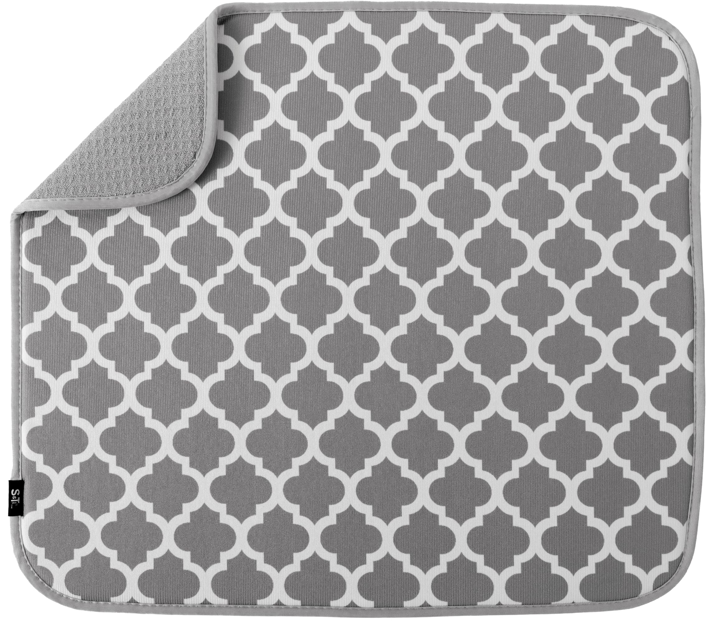 S&T INC dish drying mat 16x18 absorbs water to keep counters dry.