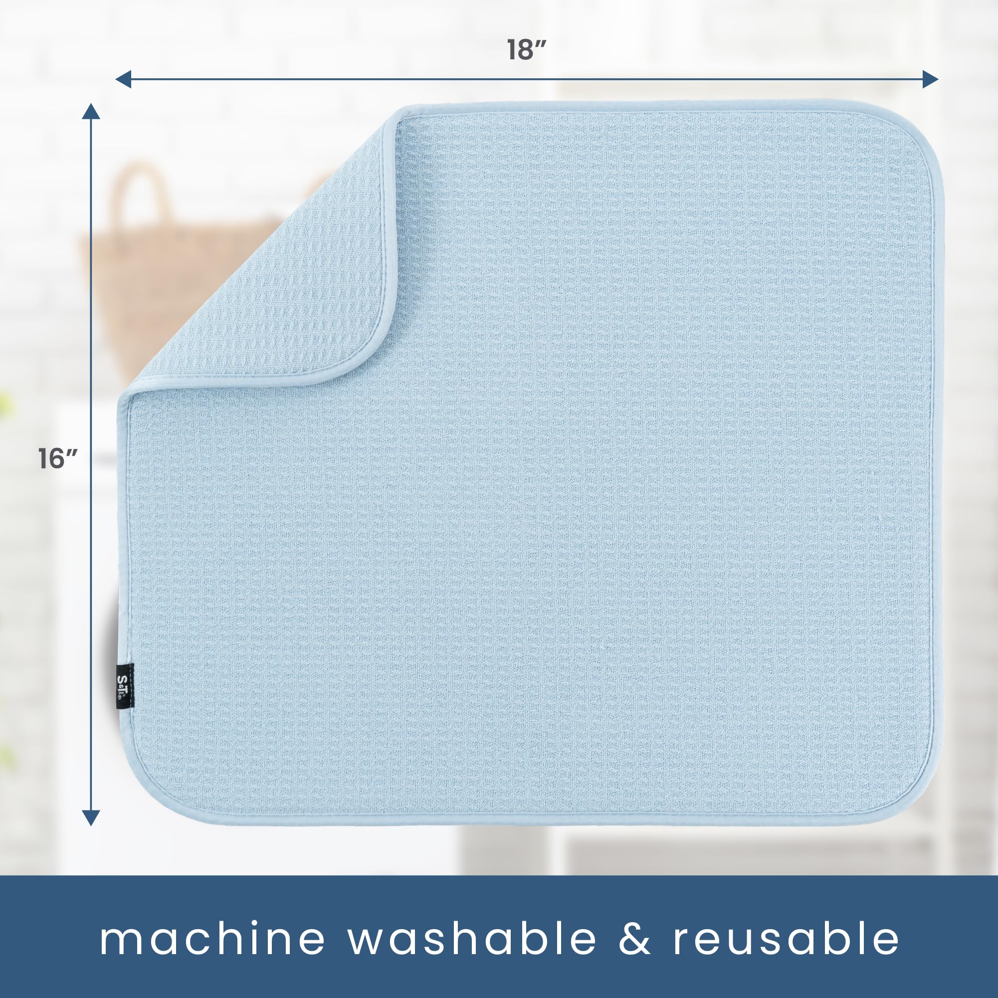 S&amp;T INC. dish drying mat machine washable for easy maintenance