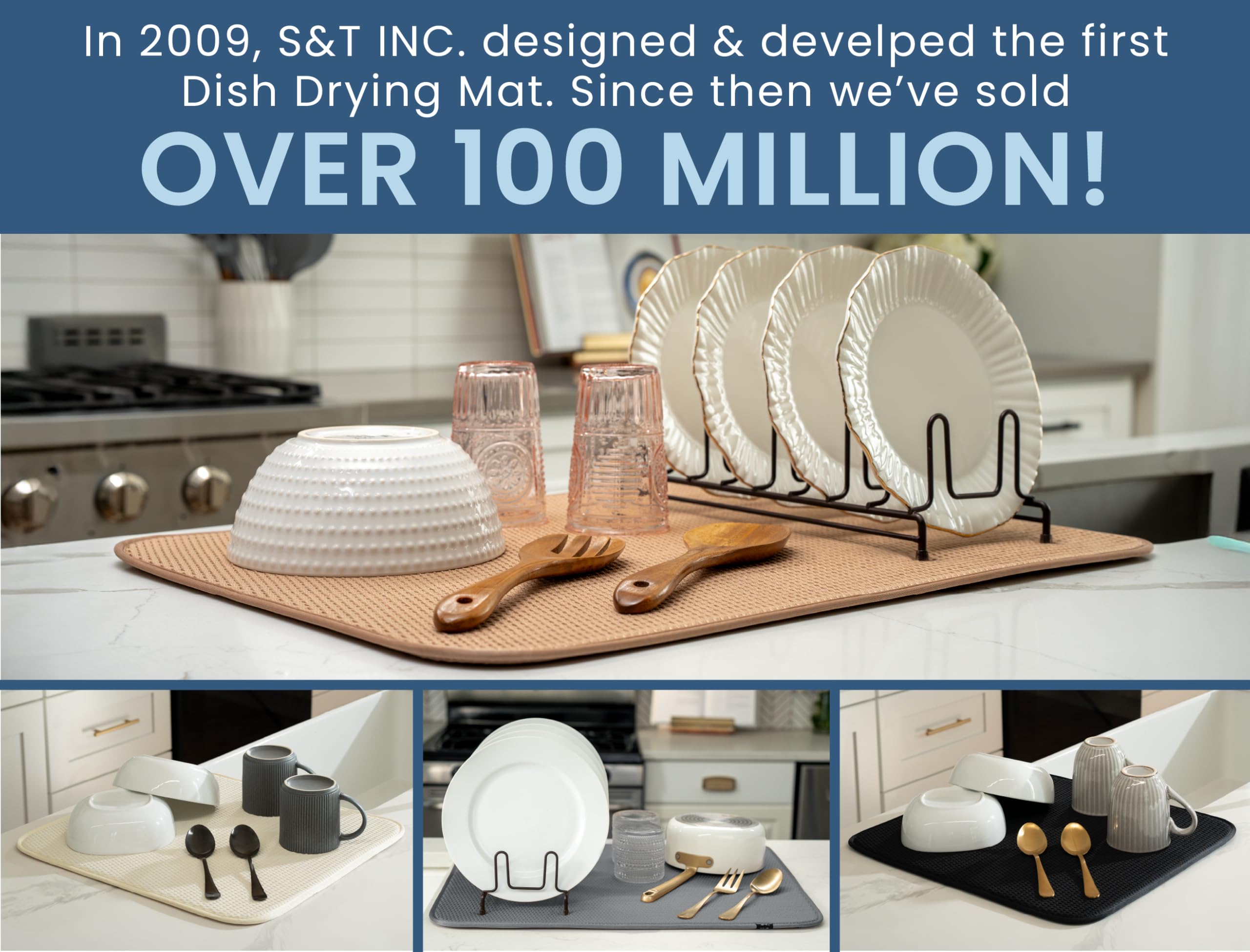 S&T INC. dish mat cushions delicate glassware on countertops.