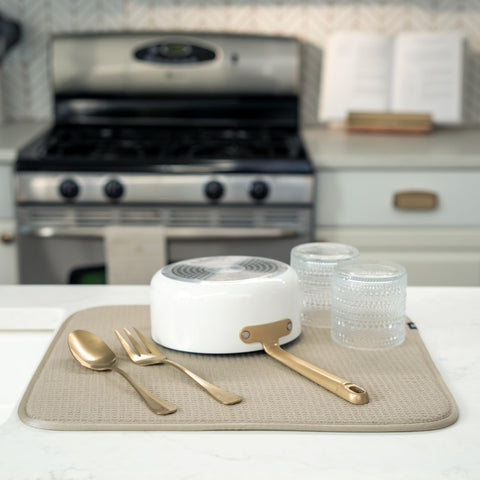 S&T INC. reversible-drying-mat offers versatile use in the kitchen.