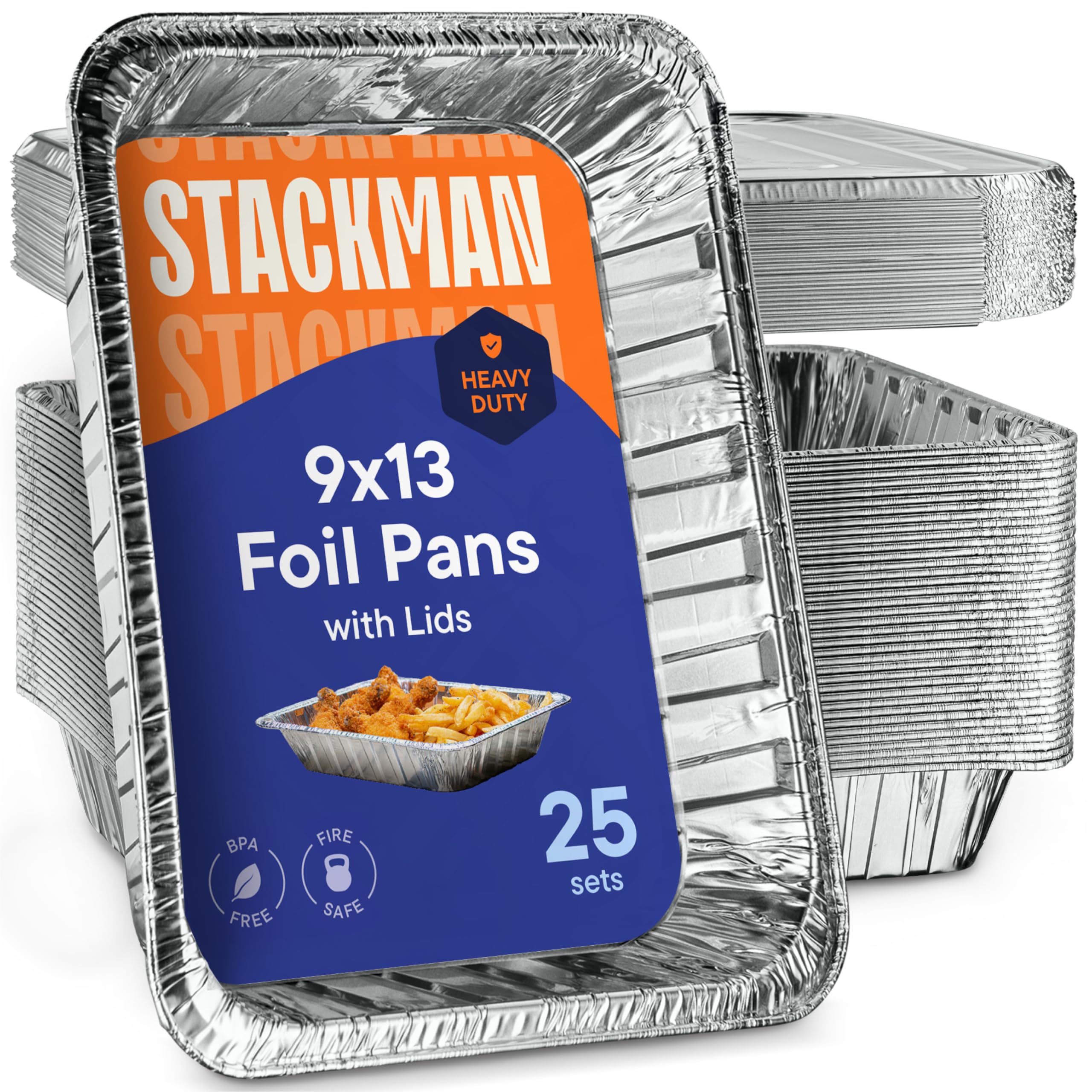 Stack Man 9x13 pan with lid for easy transport and serving at events.