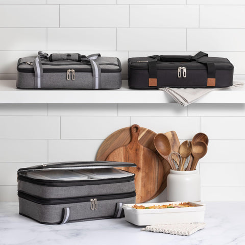 Stack Store Plus More exterior pocket holds utensils, wine opener, and napkins.
