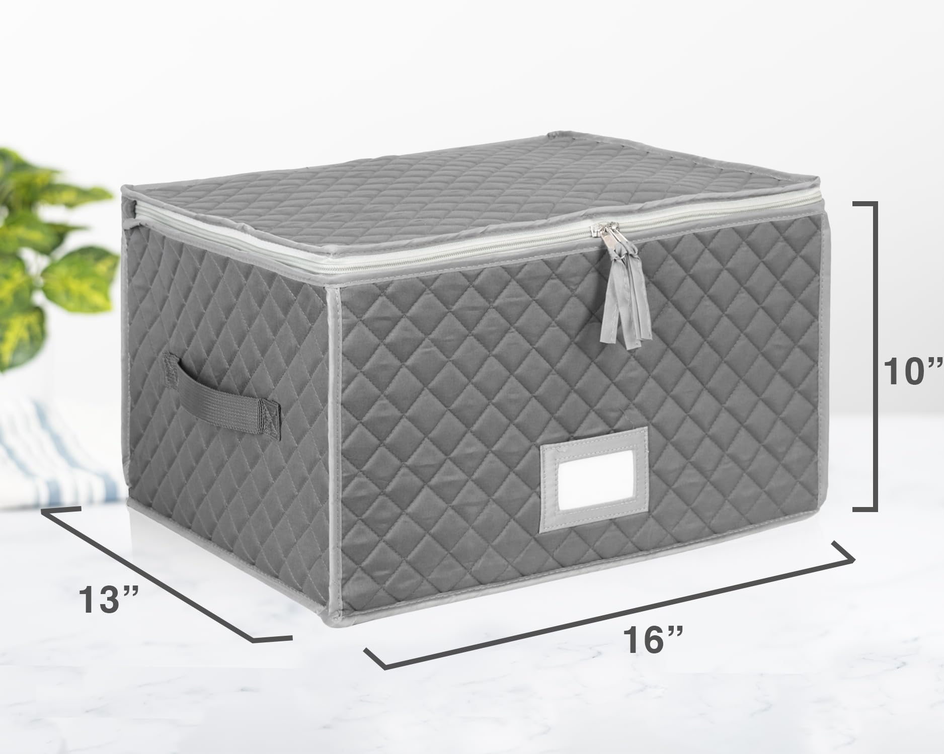 Gray quilted exterior with interior compartments for Stack Store Plus More case