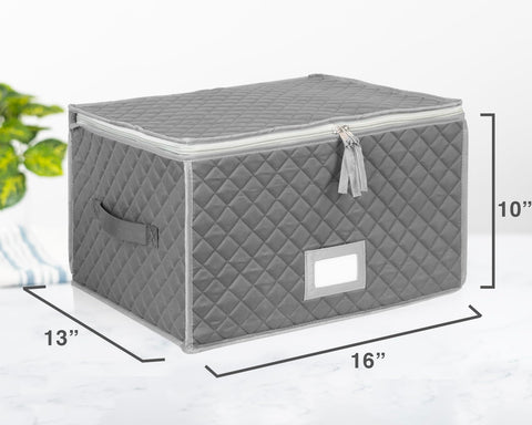 Gray quilted exterior with interior compartments for Stack Store Plus More case