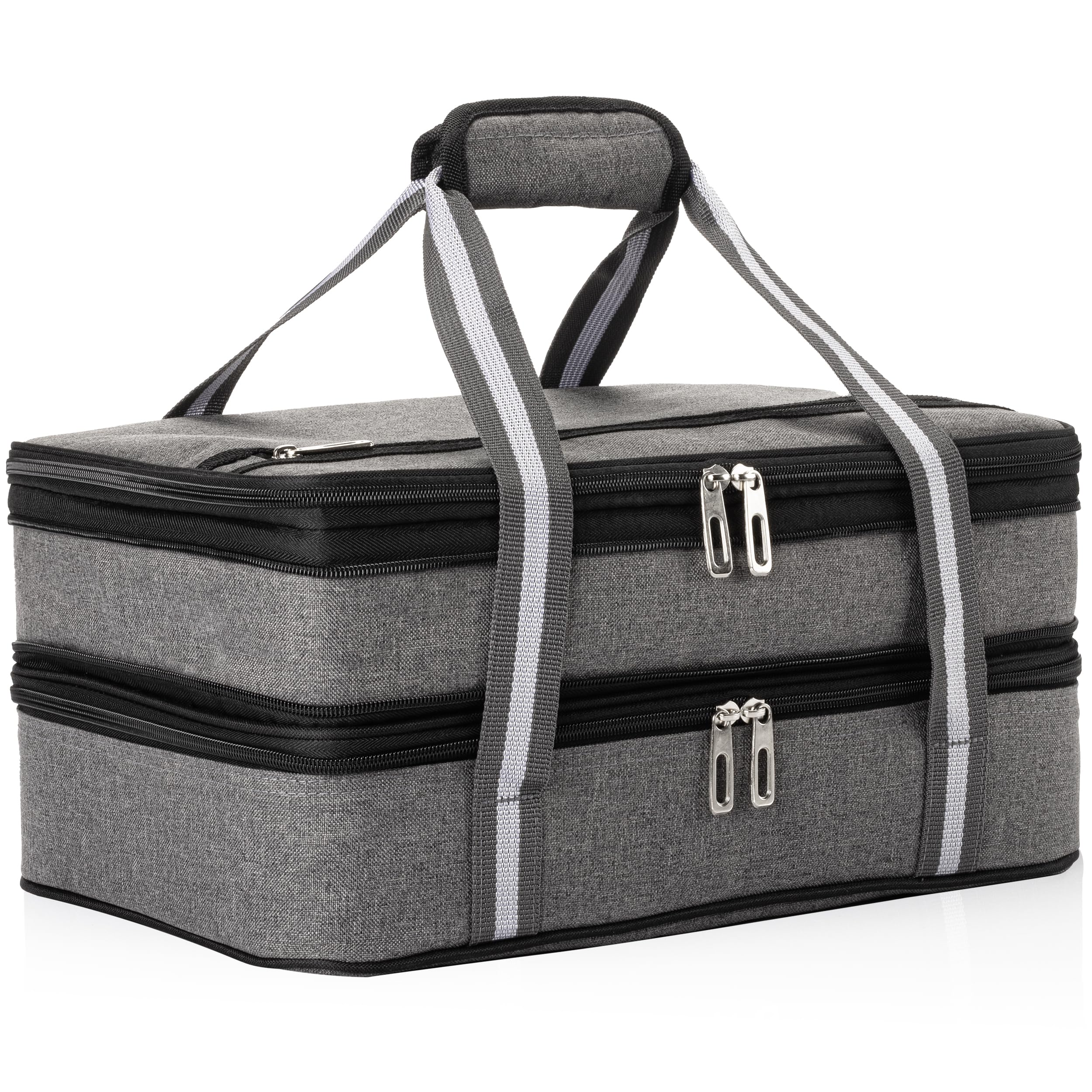 Stack Store Plus More insulated casserole carrier top compartment expanded for larger dishes