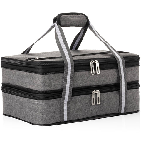 Stack Store Plus More insulated casserole carrier top compartment expanded for larger dishes