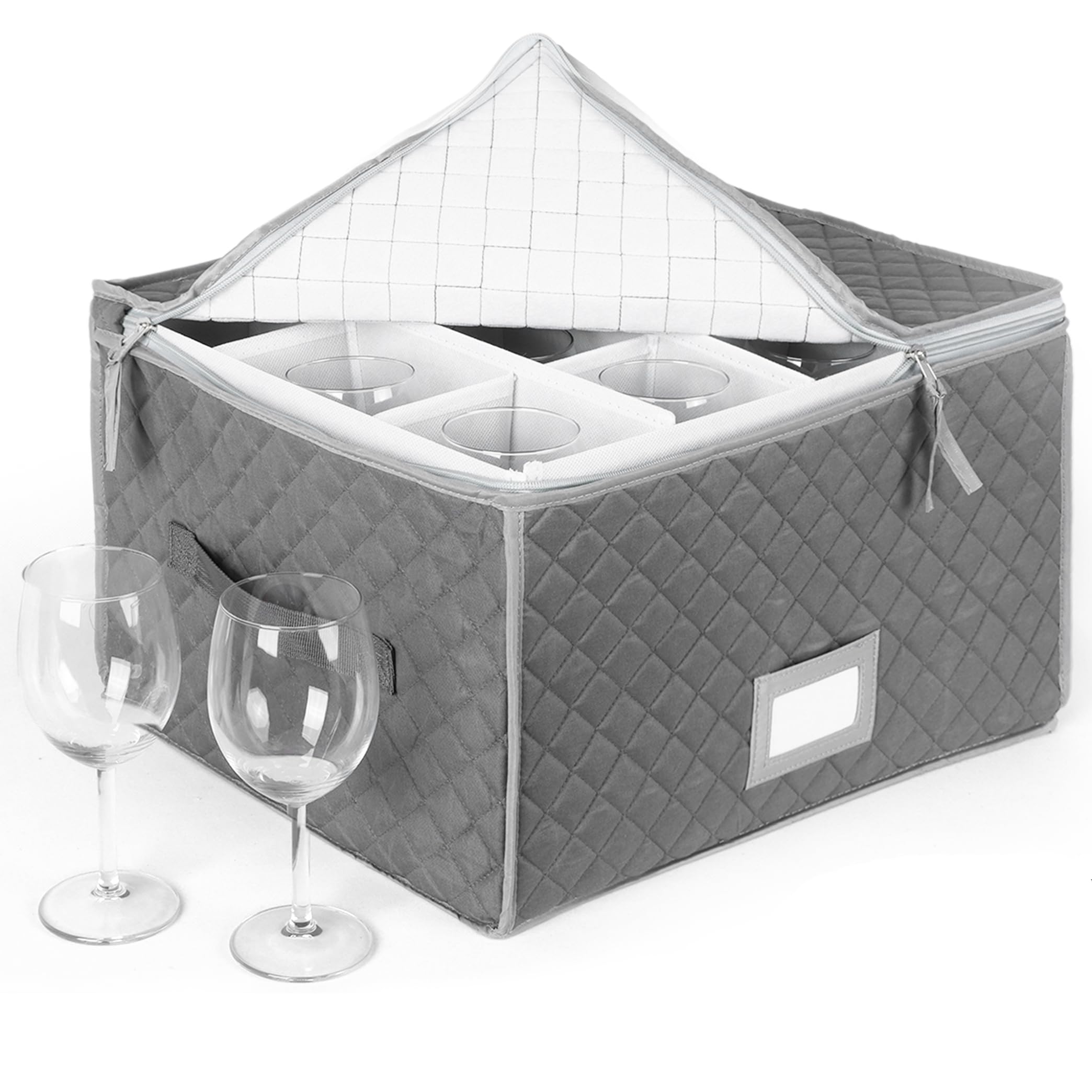 Stack Store Plus More stemware storage case holds 12 glasses with padded protection