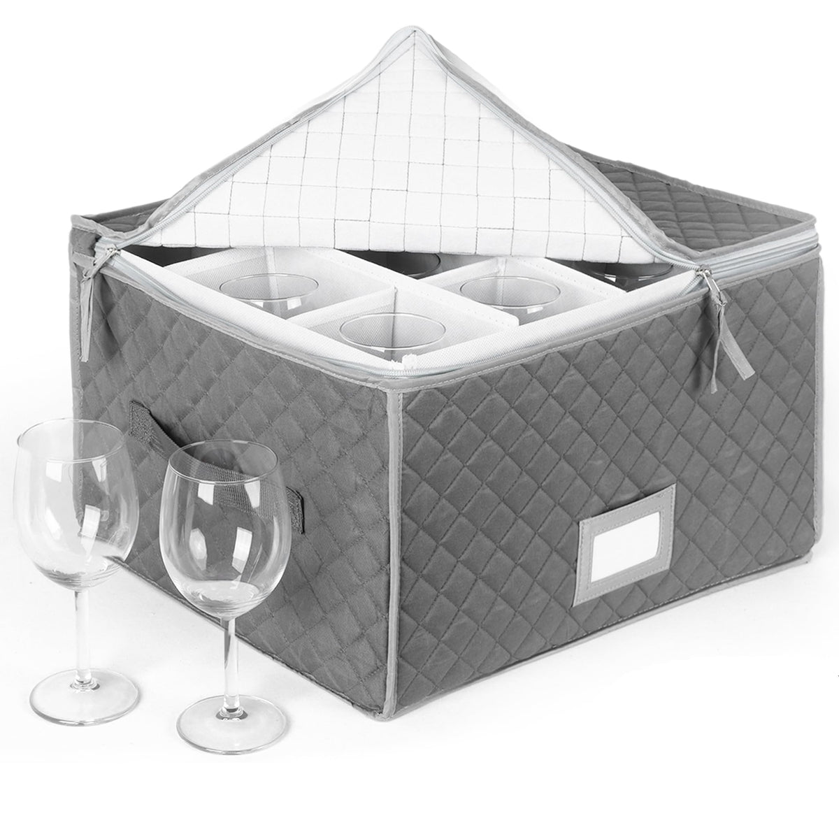 Stack Store Plus More stemware storage case holds 12 glasses with padded protection