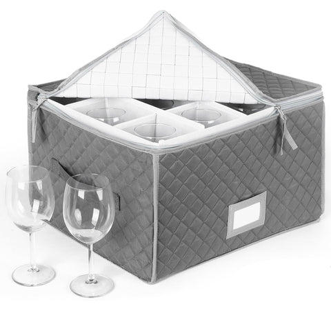 Stack Store Plus More stemware storage case holds 12 glasses with padded protection
