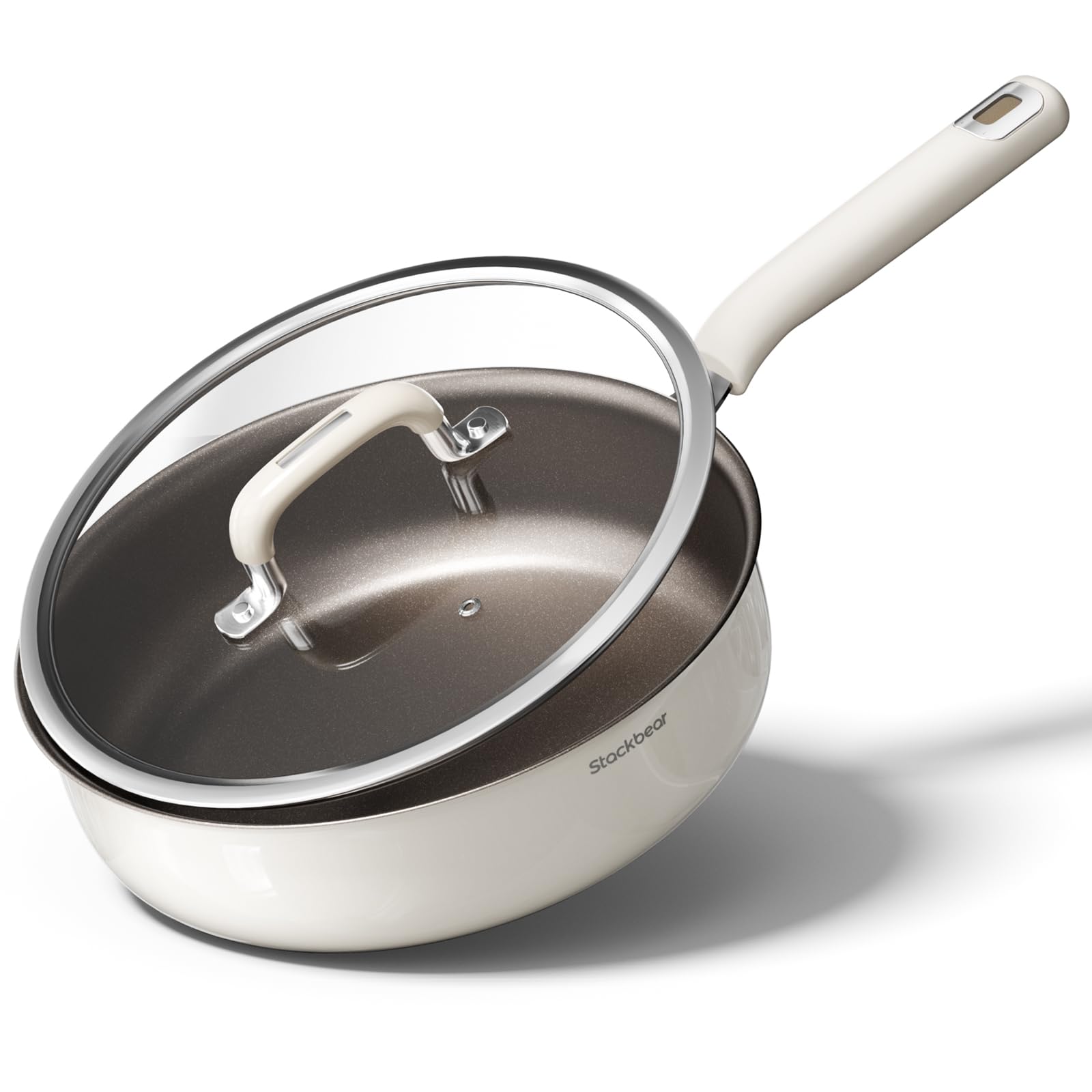Stackbear ceramic coating enables easy release for eggs and delicate foods.