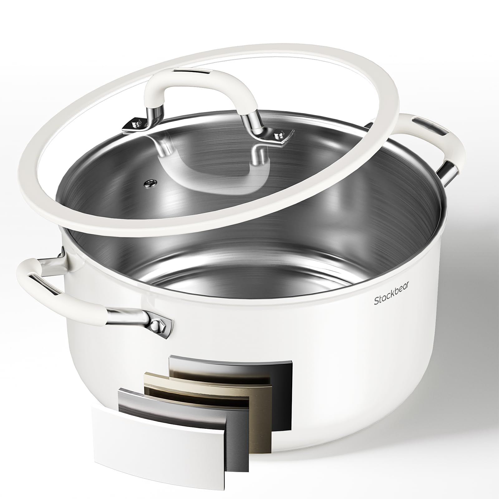 Stackbear stockpot 6-quart with lid on for watching simmering soups