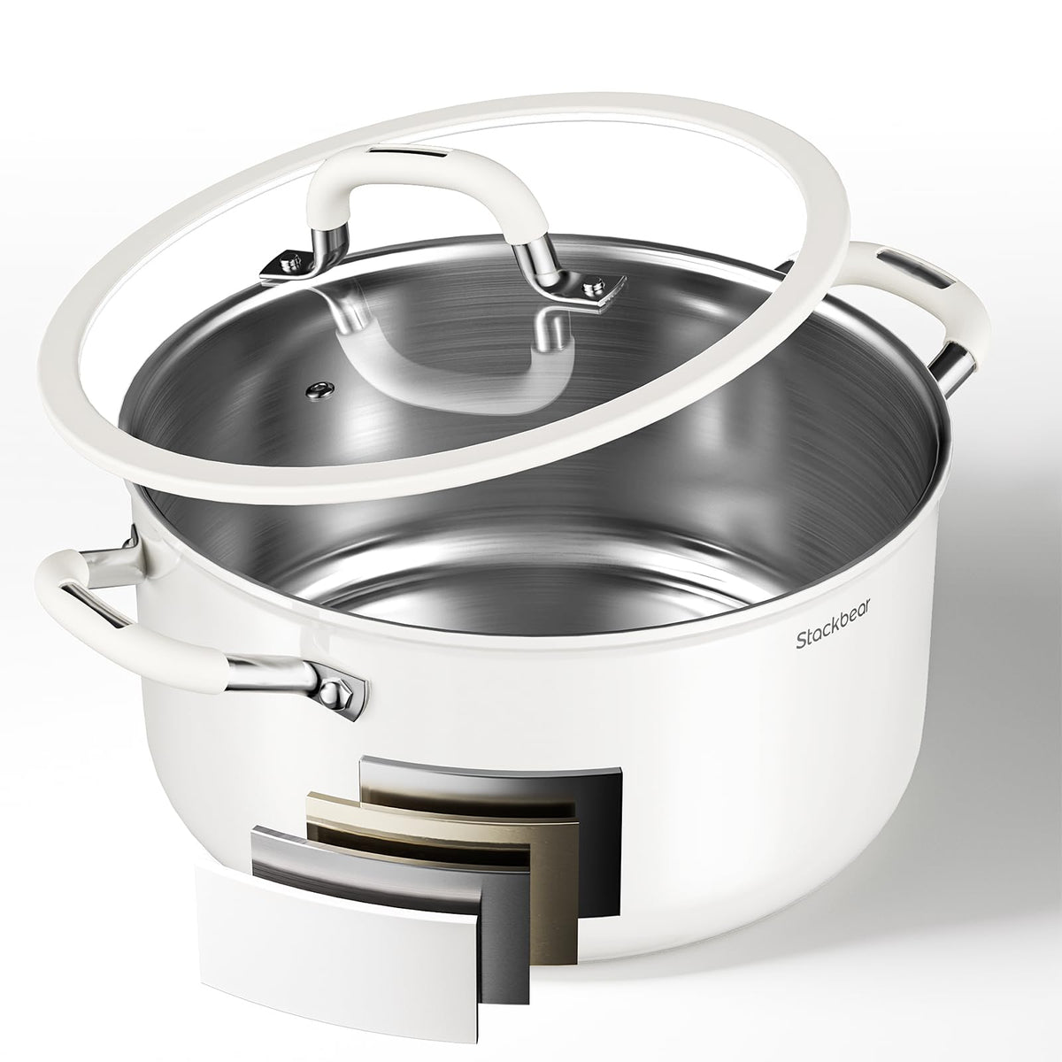 Stackbear stockpot 6-quart with lid on for watching simmering soups