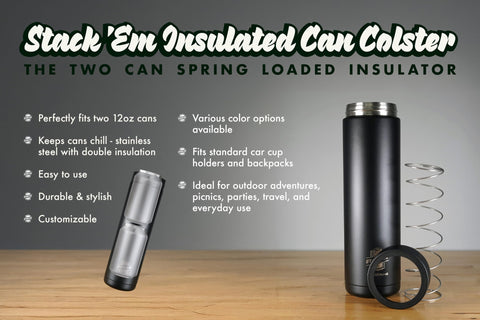 Stack'Em on outdoor adventure, keeps drinks cold on the go.