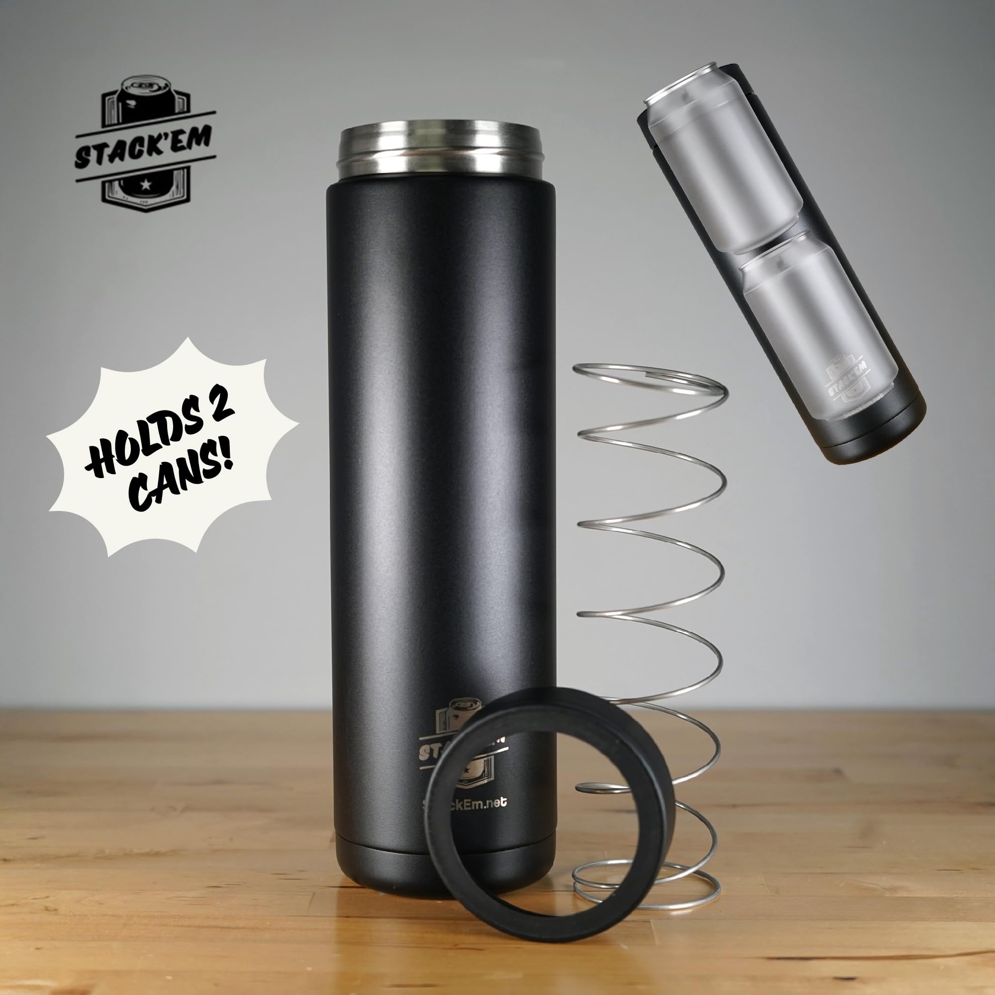 Stack'Em lid and secure fit keep cans stable for better cooling.