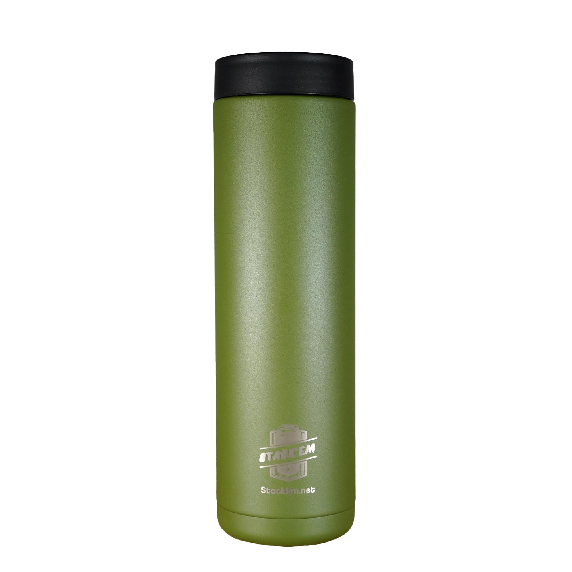 Stack'Em two-can insulated colster in green keeps beverages cold during outdoor adventures.