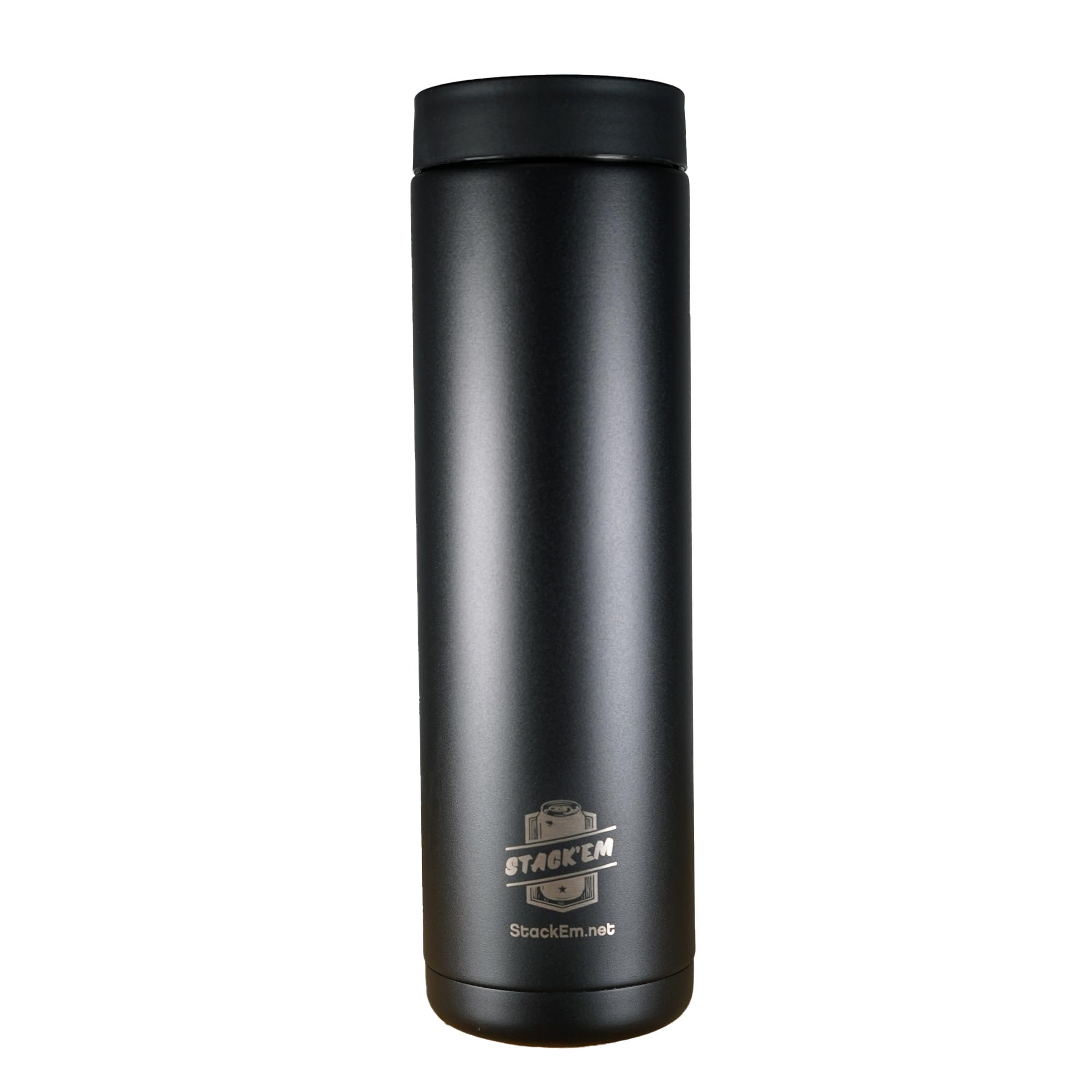 Stack'Em two-can insulated koozie, front view, keeps beverages cold longer.
