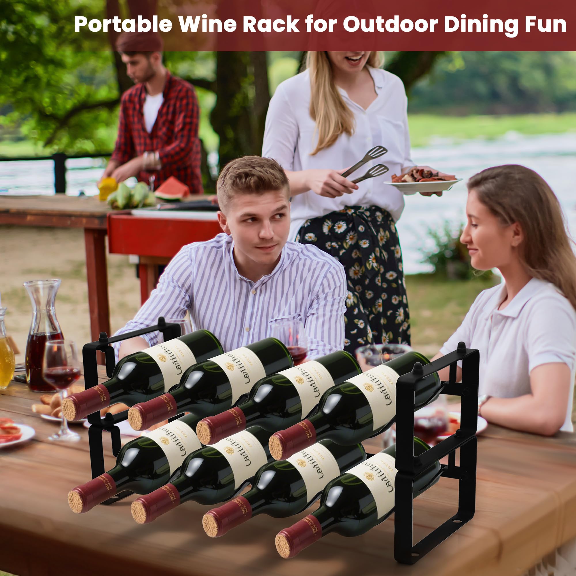 STAEVER cabinet-insert-wine-rack integrates into a built-in shelf.