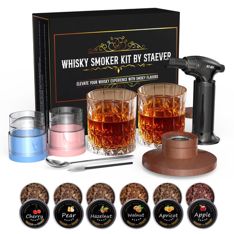 STAEVER deluxe whiskey smoker kit with torch for smoky cocktails